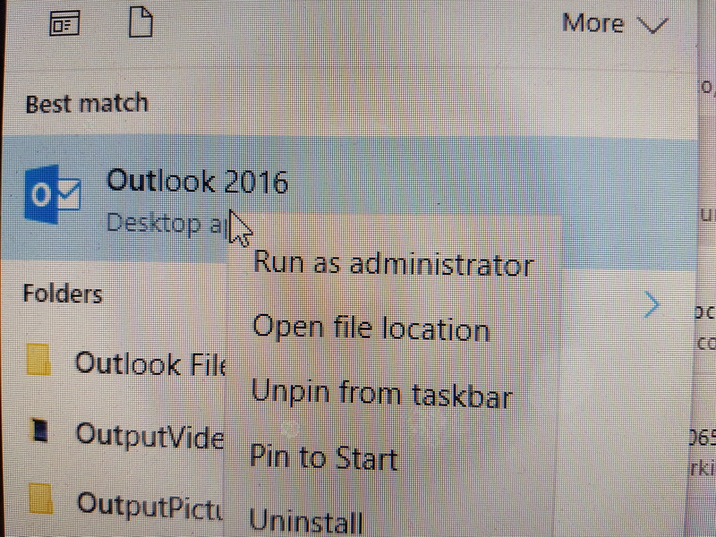 gaasen open outlook as administrator