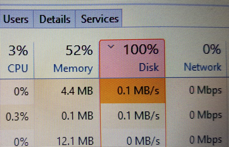 disk always running at 100