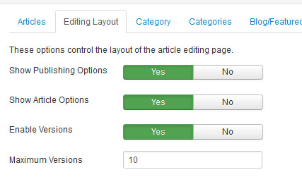 Joomla content version activation